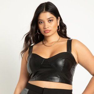 Eloquii Faux Leather Bustier in Black 26/28